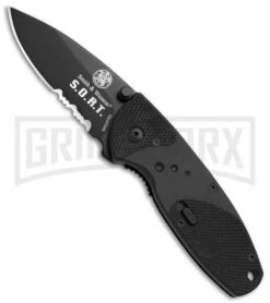 Smith & Wesson Large S.O.R.T. Black Spring Assisted Knife - Black Serr