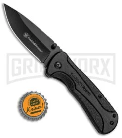 Smith & Wesson 1084304 Black Spring Assisted Knife - Black Plain -Kershaw Store Smith Wesson SA DP Black 1084304 BHQ 80710 jr bottlecap large