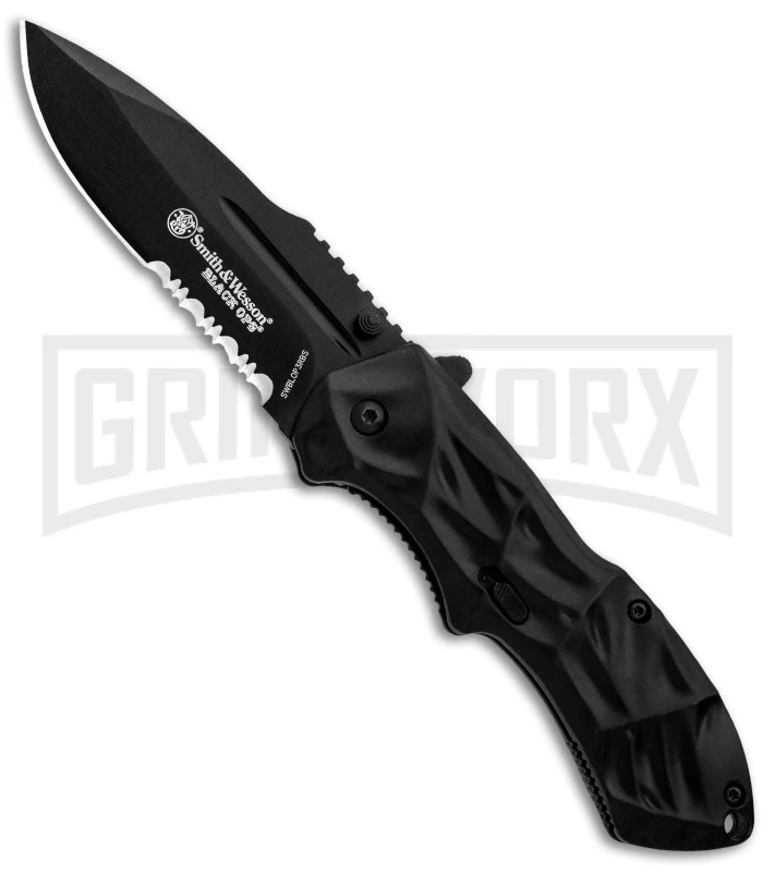 Smith & Wesson Black Ops Black Spring Assisted Knife - Black Serr 3 Smith & Wesson Black Ops Black Spring Assisted Knife - Black Serr