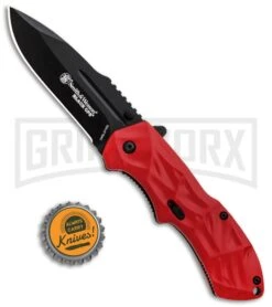 Smith & Wesson Black Ops Red Spring Assisted Knife - Black Plain 9 Smith & Wesson Black Ops Red Spring Assisted Knife - Black Plain -Kershaw Store Smith and Wesson Black Ops LL Red Black SWBLOP3RB BHQ 85066 jr bottlecap large
