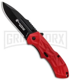 Smith & Wesson Black Ops Red Spring Assisted Knife - Black Plain