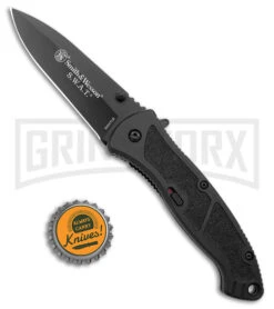 Smith & Wesson Large SWAT MAGIC Black Spring Assisted Knife - Black Plain -Kershaw Store Smith and Wesson Large SWAT MAGIC SA Black Plain BHQ 2789 jr bottlecap large