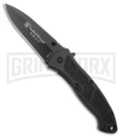 Smith & Wesson Large SWAT MAGIC Black Spring Assisted Knife - Black Plain