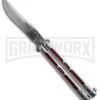 Boss Butterfly Knife Stainless Steel Red Liners - Gray Plain -Kershaw Store Stainless Steel With Red Ilay Balisong Butterfly Knife GX 37606 td large