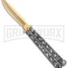 Stone Pattern Balisong Butterfly Knife (4.25" Gold) -Kershaw Store Stone Pattern Balisong Butterfly Gold GX 37520 jr large