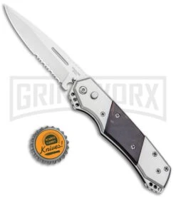 Super Knife Croc Automatic Knife Stainless Steel W/ Brown Inlay - Satin Serr -Kershaw Store Super Knife Croc Auto SS Brown Inlay Satin Serr GA303MBRN GX 33501 jr bottlecap large