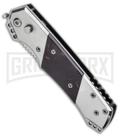 Super Knife Croc Automatic Knife Stainless Steel W/ Brown Inlay - Satin Serr -Kershaw Store Super Knife Croc Auto SS Brown Inlay Satin Serr GA303MBRN GX 33501 jr spine large