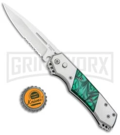 Super Knife Croc Automatic Knife Stainless Steel W/ Green Inlay - Satin Serr 9 Super Knife Croc Automatic Knife Stainless Steel W/ Green Inlay - Satin Serr -Kershaw Store Super Knife Croc Auto SS Green Inlay Satin Serr GA303MGRN GX 33500 jr bottlecap large