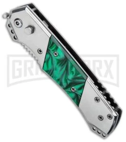Super Knife Croc Automatic Knife Stainless Steel W/ Green Inlay - Satin Serr 7 Super Knife Croc Automatic Knife Stainless Steel W/ Green Inlay - Satin Serr -Kershaw Store Super Knife Croc Auto SS Green Inlay Satin Serr GA303MGRN GX 33500 jr spine large