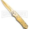 Super Knife Croc Automatic Knife Stainless Gold W/ Gold Inlay - Gold Serr 1 Super Knife Croc Automatic Knife Stainless Gold W/ Gold Inlay - Gold Serr -Kershaw Store Super Knife Croc Auto Stainless Gold Gold Inlay Gold Serr GX 34967 jr large