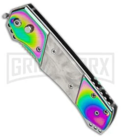 Super Knife Croc Automatic Knife Stainless Rainbow W/ White Inlay - Rainbow Serr -Kershaw Store Super Knife Croc Auto Stainless Rainbow White Spectrum Serr GX 35780 jr spine large