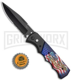 Super Knife Dingo Black God Bless America Automatic Knife - Black Serr 9 Super Knife Dingo Black God Bless America Automatic Knife - Black Serr -Kershaw Store Super Knife Dingo Black God Bless America Auto Black Serr GX 35765 jr bottlecap large