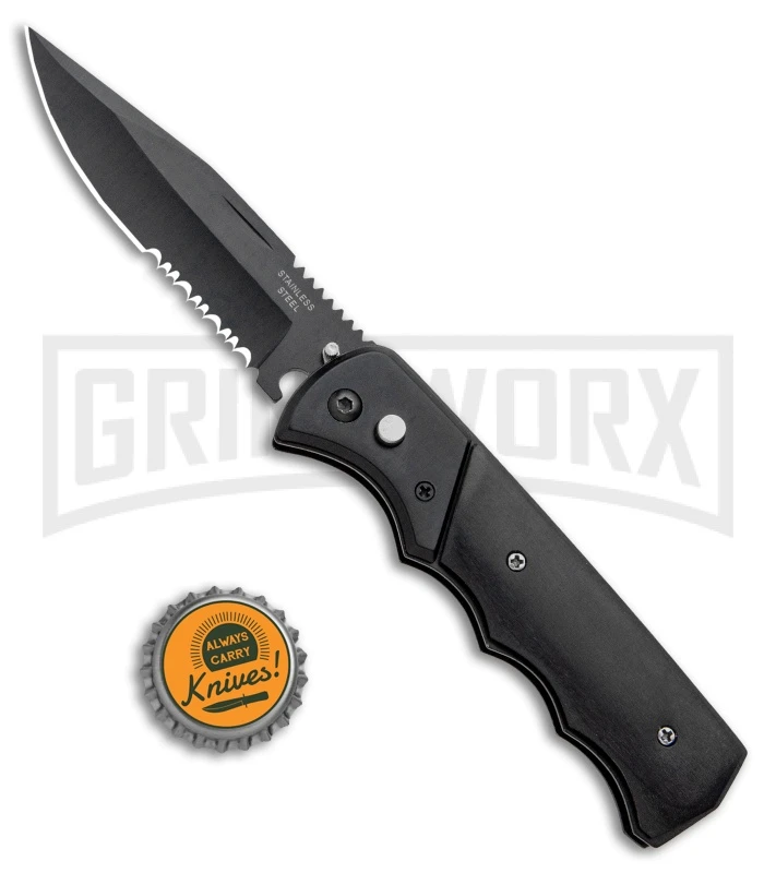 Super Knife Dingo Black Wood Automatic Knife - Black Serr 6 Super Knife Dingo Black Wood Automatic Knife - Black Serr - Image 4