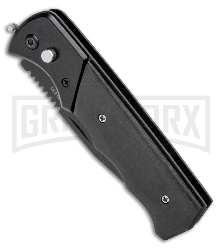 Super Knife Dingo Black Wood Automatic Knife - Black Serr 4 Super Knife Dingo Black Wood Automatic Knife - Black Serr - Image 2