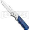 Super Knife Dingo Blue Marble Acrylic Automatic Knife - Satin Serr -Kershaw Store Super Knife Dingo Blue Marble Acrylic Auto Satin Serr GA623SLMBL GX 33492 jr large