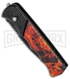 Super Knife Dingo Orange Flame Automatic Knife - Black Serr -Kershaw Store Super Knife Dingo Flame Automatic Knife Black Serr GA623PFA GX 35951 Spine large