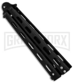 Super Knife Sleek Slinger Black Balisong Butterfly Knife - Black Plain -Kershaw Store Super Knife Sleek Slinger Black Bali black plain BP 30076 er spine large