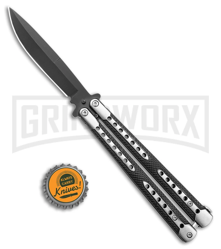 Swift Black Balisong Titanium Coated Butterfly Knife - Black 6 Swift Black Balisong Titanium Coated Butterfly Knife - Black - Image 4