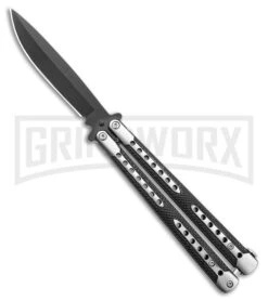 Swift Black Balisong Titanium Coated Butterfly Knife - Black 8 Swift Black Balisong Titanium Coated Butterfly Knife - Black -Kershaw Store Swift Black Balisong Ti Coated Butterfly Black GX 39692 jr large