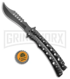 Swift Black Persian Balisong Coated Butterfly Knife - Black 9 Swift Black Persian Balisong Coated Butterfly Knife - Black -Kershaw Store Swift Black Persian Balisong Coated Butterfly Black BX 39697 jr bottlecap large