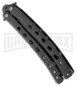 Swift Black Persian Balisong Coated Butterfly Knife - Black 8 Swift Black Persian Balisong Coated Butterfly Knife - Black -Kershaw Store Swift Black Persian Balisong Coated Butterfly Black BX 39697 jr side large