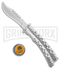 Swift 9" Silver Persian Balisong Coated Butterfly Knife - Polished 9 Swift 9" Silver Persian Balisong Coated Butterfly Knife - Polished -Kershaw Store Swift Silver Persian Balisong Coated Butterfly Satin GX 39595 jr bottlecap large