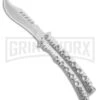 Swift 9" Silver Persian Balisong Coated Butterfly Knife - Polished -Kershaw Store Swift Silver Persian Balisong Coated Butterfly Satin GX 39595 jr large