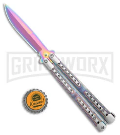 Swift Spectrum Balisong Titanium Coated Butterfly Knife - Spectrum -Kershaw Store Swift Spectrum Balisong Ti Coated Butterfly Spectrum GX 39689 jr bottlecap large