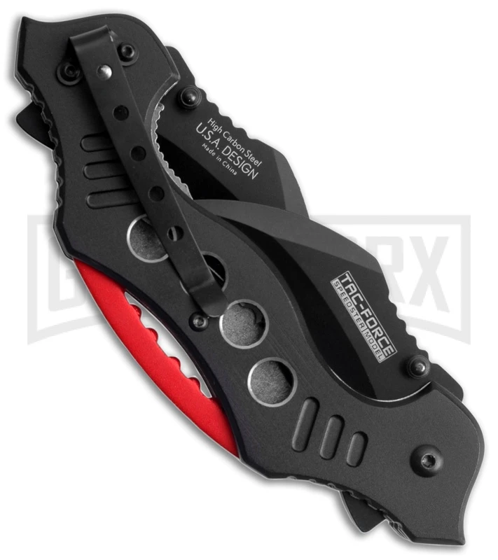 Tac-Force Bifold Black Dual Blade Spring Assisted Knife - Black Serr 4 Tac-Force Bifold Black Dual Blade Spring Assisted Knife - Black Serr - Image 2