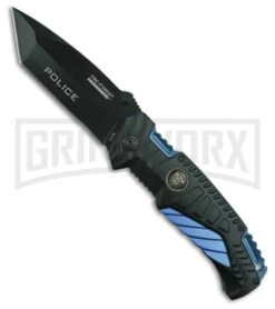 Tac-Force Evolution Topflight Blue Spring Assisted Knife - Black Plain