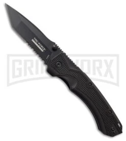 Tac-Force Evolution Vacate Black Rubber Spring Assisted Knife - Black Serr
