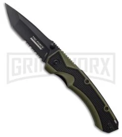 Tac-Force Evolution Vacate Green Rubber Spring Assisted Knife - Black Serr