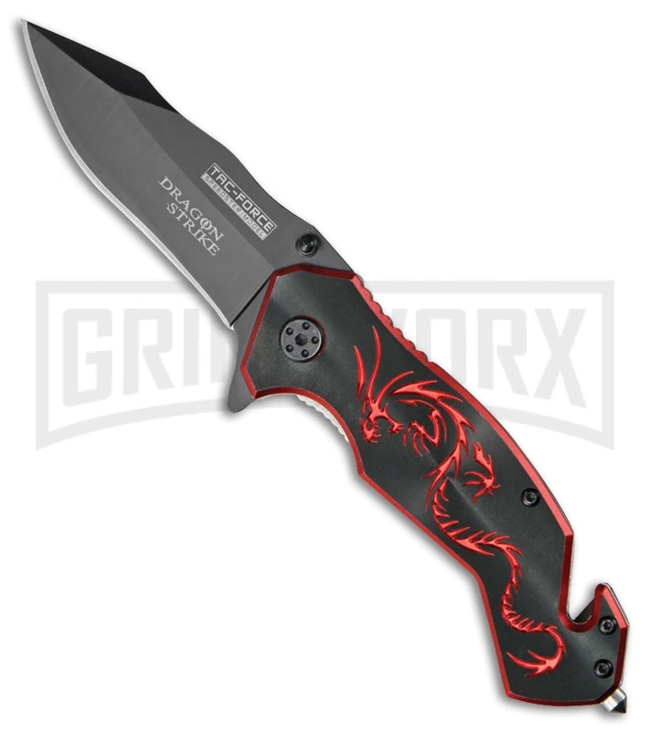 Tac-Force Speedster Dragon Strike Rescue Spring Assisted Knife - Black Plain 3 Tac-Force Speedster Dragon Strike Rescue Spring Assisted Knife - Black Plain