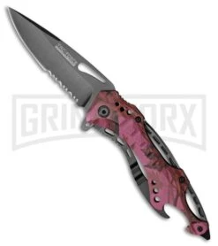 Tac-Force Speedster Roseate Pink Spring Assisted Knife - Black Serr