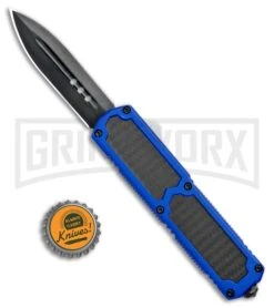 Titan Blue D/A OTF Sim Carbon Fiber Automatic Knife - Dagger Black Plain -Kershaw Store Titan Blue DA OTF Sim CF Auto Dagger Black GX 34100 jr bottlecap large