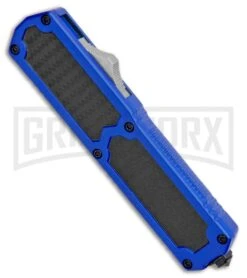 Titan Blue D/A OTF Sim Carbon Fiber Automatic Knife - Dagger Black Plain -Kershaw Store Titan Blue DA OTF Sim CF Auto Dagger Black GX 34100 jr spine large