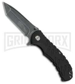 US Army Gunner Black G-10 Spring Assisted Knife - Black Stonewash Plain