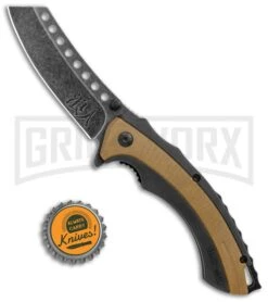 United Cutlery Ronin Bushido Tan Spring Assisted Knife - Black Stonewash Plain -Kershaw Store United Cutlery Ronin Bushido Tan SA Black SW GX 29568 jr bottlecap large