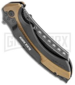 United Cutlery Ronin Bushido Tan Spring Assisted Knife - Black Stonewash Plain -Kershaw Store United Cutlery Ronin Bushido Tan SA Black SW GX 29568 jr side large