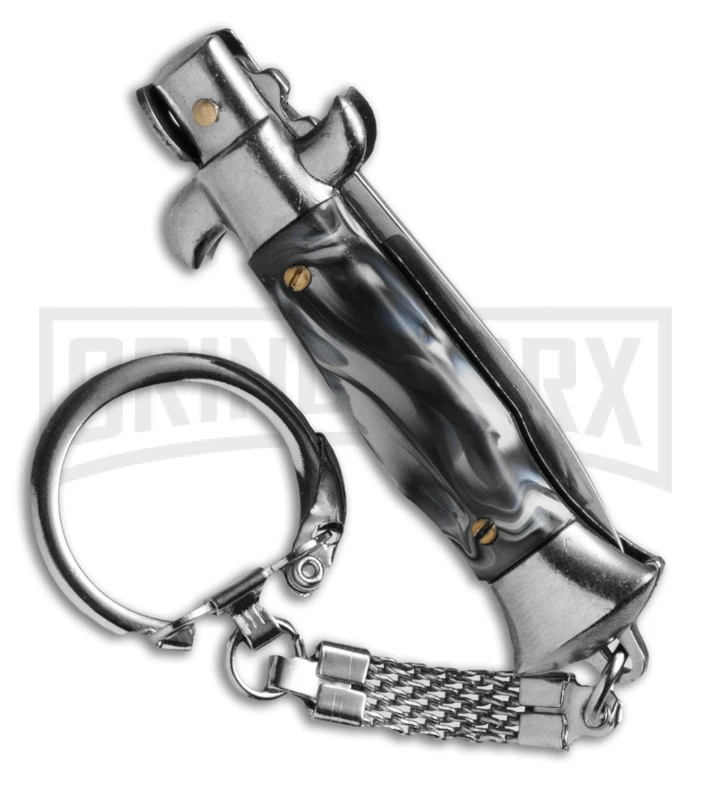 SKM 4" Italian Stiletto Sim Horn Automatic Knife Keychain - Flat Grind 4 SKM 4" Italian Stiletto Sim Horn Automatic Knife Keychain - Flat Grind - Image 2