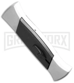 AKC 777 Blackfinger White/Black OTF Automatic Knife - Flat Grind Satin Plain 7 AKC 777 Blackfinger White/Black OTF Automatic Knife - Flat Grind Satin Plain -Kershaw Store akc 777 white satin flat bottom cm large