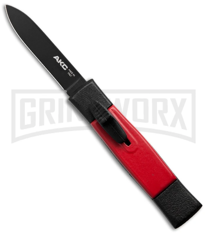 AKC Minion Concord Black/Red OTF Automatic Knife - Flat Grind Black Plain 3 AKC Minion Concord Black/Red OTF Automatic Knife - Flat Grind Black Plain