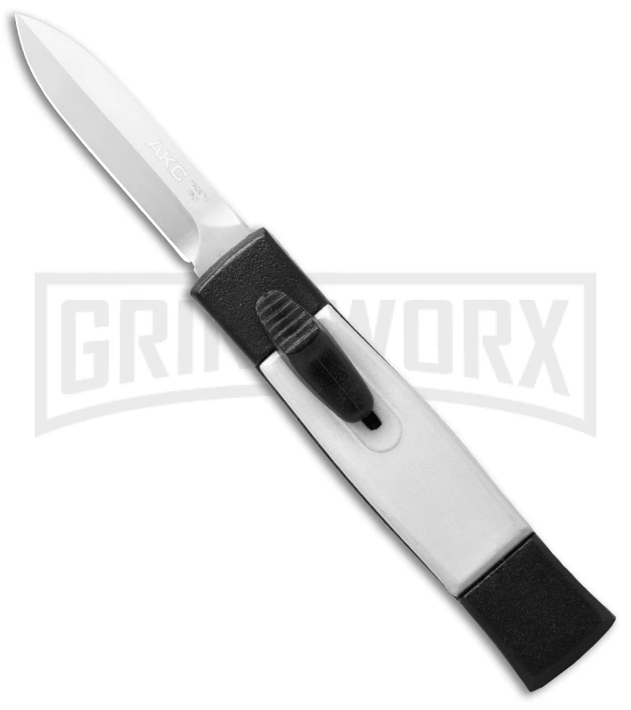 AKC Minion Concord Black/White OTF Automatic Knife - Dagger Satin Plain 3 AKC Minion Concord Black/White OTF Automatic Knife - Dagger Satin Plain