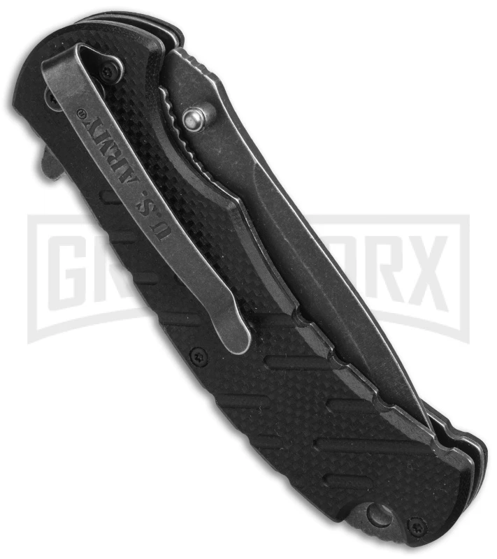 Master Cutlery US Army Black Spring Assisted Knife & Gray Pen - Tanto Serr 5 Master Cutlery US Army Black Spring Assisted Knife & Gray Pen - Tanto Serr - Image 3