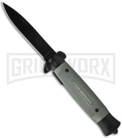 8" Virtuoso Tactical Stiletto Spring Assisted Knife - Black Plain