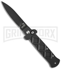 Frank B. Italian Stealth Black Automatic Knife - Black Plain