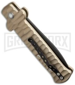 Frank B. Italian Stealth Sculpted Tan Automatic Knife - Black Plain 5 Frank B. Italian Stealth Sculpted Tan Automatic Knife - Black Plain -Kershaw Store b stealth tan black side cm large