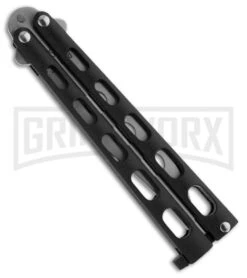 Bear & Son 114 Black Balisong Trainer Butterfly Knife - Satin Plain -Kershaw Store bear and son butterfly trainer 114btr side large