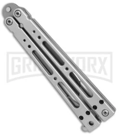 Bear OPS Bear Song IV Silver Tanto Butterfly Knife - Bead Blast Plain -Kershaw Store bear ops bear song tanto bb B 410 AP 35027 BHQ 37242 er side large