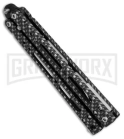 Bear OPS Bear Song IV Sim Carbon Fiber Balisong Butterfly Knife - Black Plain -Kershaw Store bear ops black cf b 400 aicf b BHQ 36604 dl side 2 large